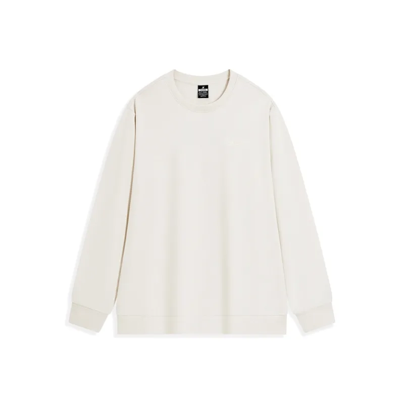 XTEP Casual Long Sleeved Sweatshirt Bright Moon White Men's-0