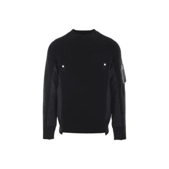 Sacai Panelled Crewneck Knit Sweater