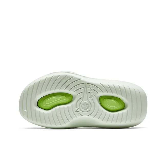 Qing Pao Slip Resistant Abrasion Resistant Massage Slide Slippers Unisex White Green-4