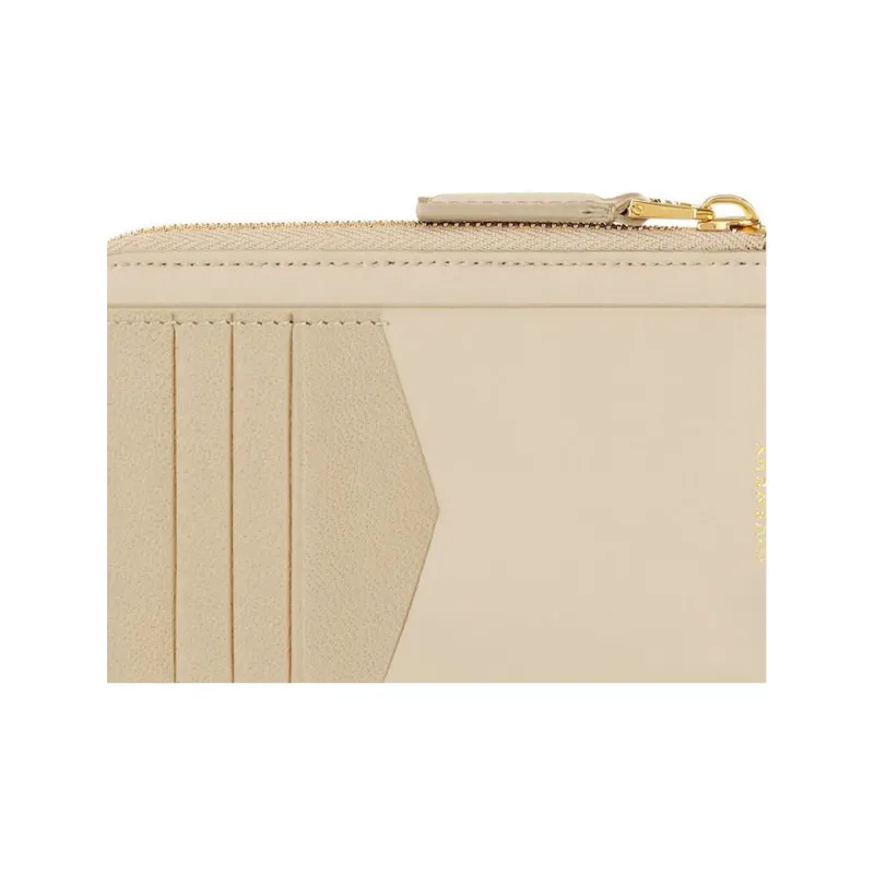 Givenchy Antigona Smooth Cow Leather Wallet, Card Holder Women's Beige-4