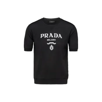 PRADA Superfine Wool Short Sleeve Crewneck Sweater