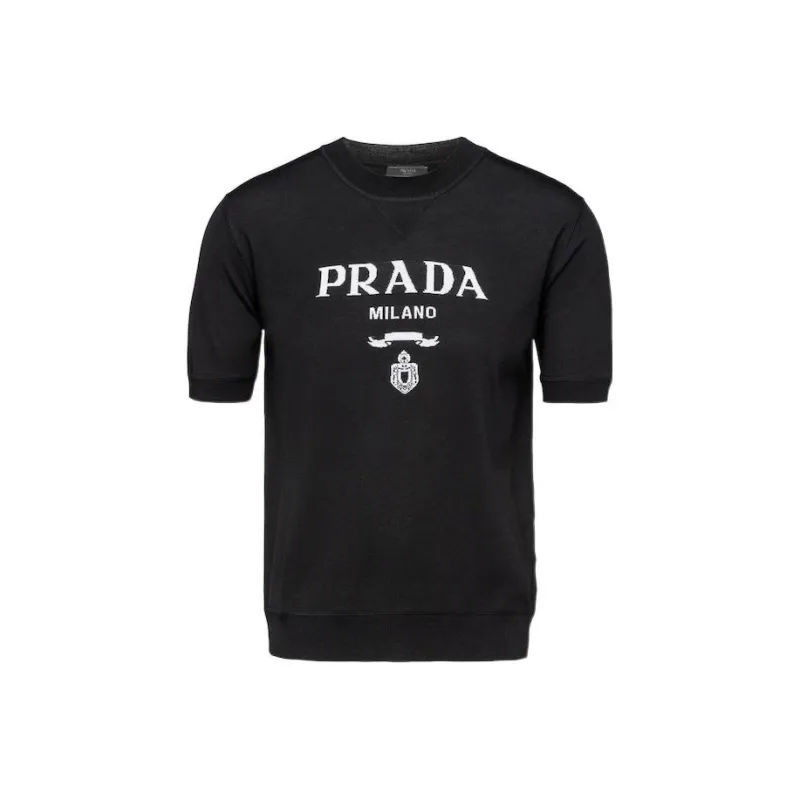 PRADA Superfine Wool Short Sleeve Crewneck Sweater-0