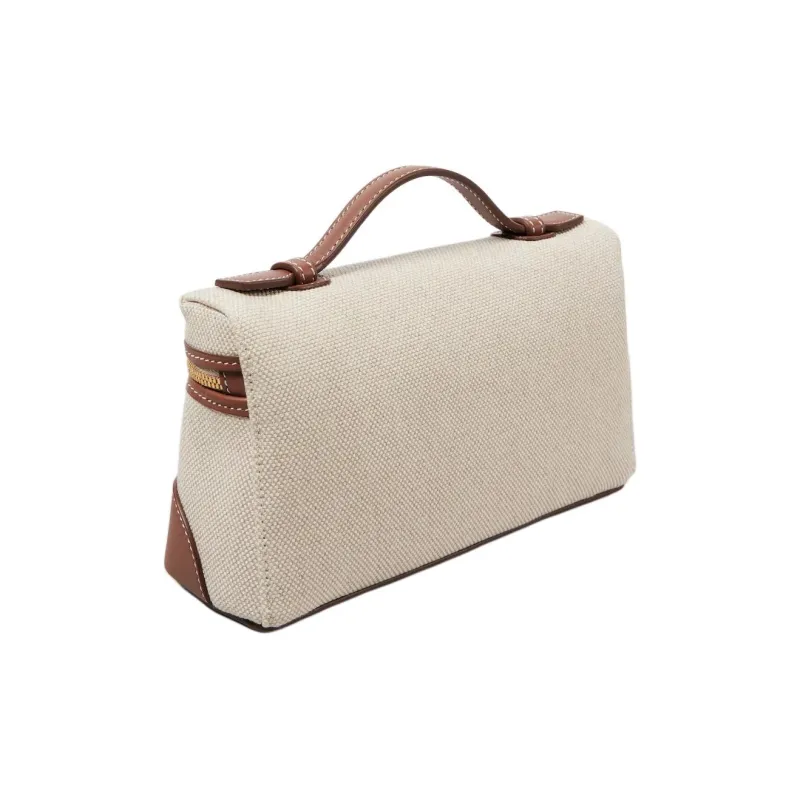 Loro Piana ExtraPocket Cotton Shoulder Bag, Crossbody Bag, Handbag Regular Women's Natural & Caramel & Sun Gold-3