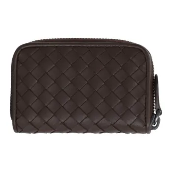 Bottega Veneta Sheepskin Card Holder Unisex Brown