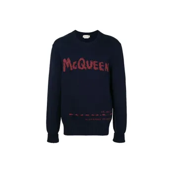Alexander McQueen Sweaters Men Navy Blue