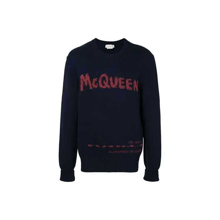 Alexander McQueen Sweaters Men Navy Blue-0