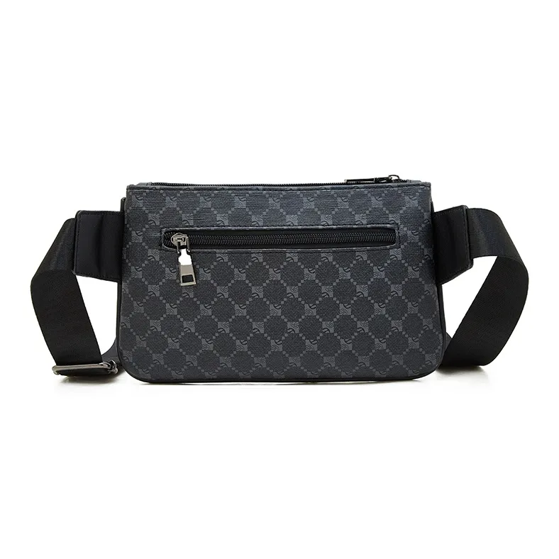 Old Man's Head Synthetic Leather Sling Bag Men's Pattern Black/Gray-4
