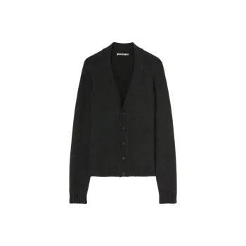 PALM ANGELS Logo Intarsia V Neck Cardigan