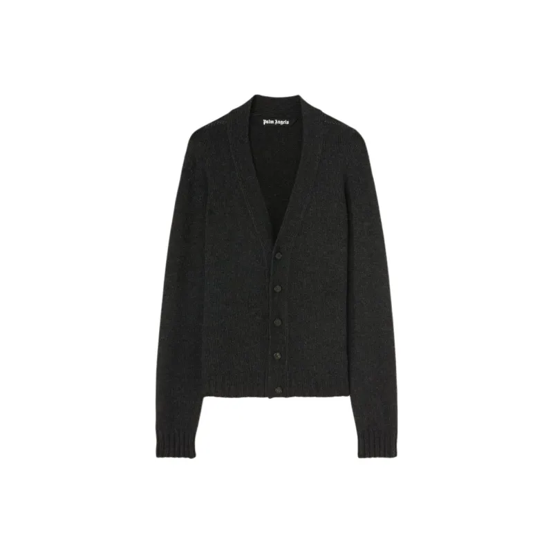 PALM ANGELS Logo Intarsia V Neck Cardigan-0