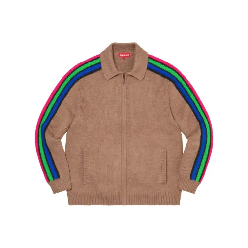 Supreme Sleeve Stripe Zip Up Sweater