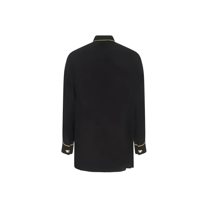 MOSCHINO Logo button Silk Shirt-1
