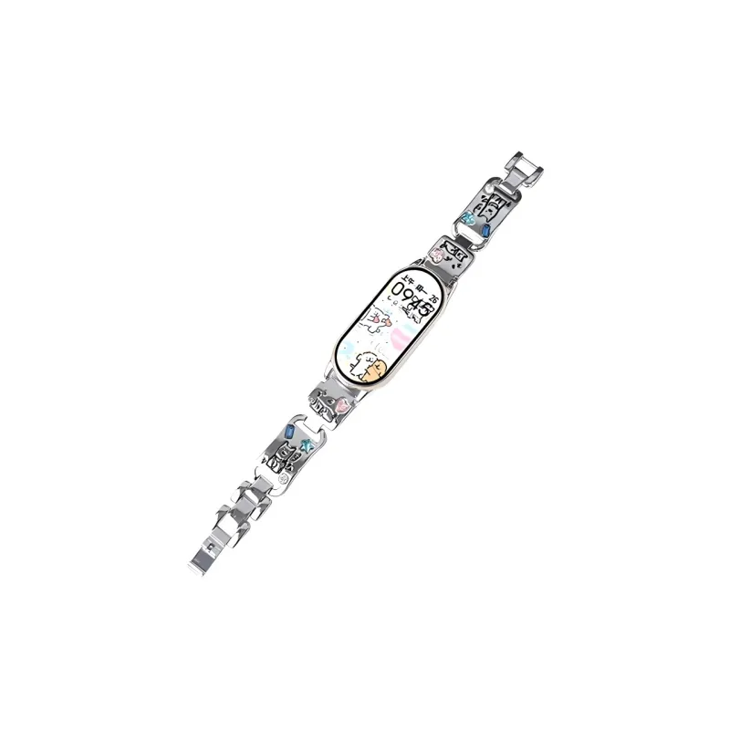 Vobafe Compatible With Xiaomi Mi Band 9/8. Cute Puppy Color Diamond Metal Strap Smart Watch Accessories-0