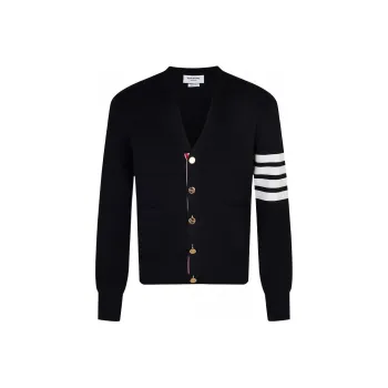 THOM BROWNE 4 Bar V Neck Cardigan