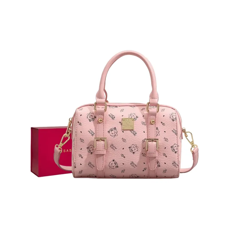 PESASRIE PU Boston Bag, Shoulder Bag, Crossbody Bag, Handbag Regular Women's Light Pink/Ecru-0