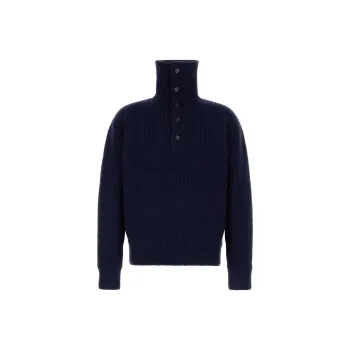 DRIES VAN NOTEN Stand Up Collar Knitted Polo Shirt