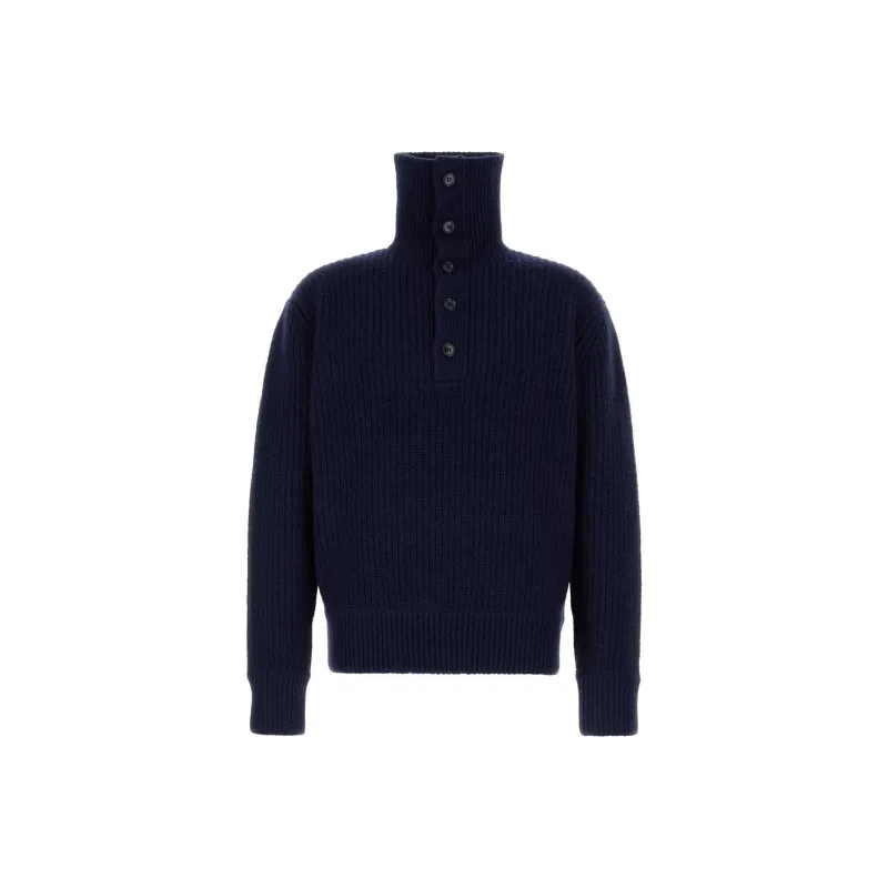 DRIES VAN NOTEN Stand Up Collar Knitted Polo Shirt-0