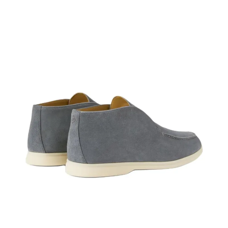 Loro Piana Open Walk Ankle Boots Men's Gray Blue-3