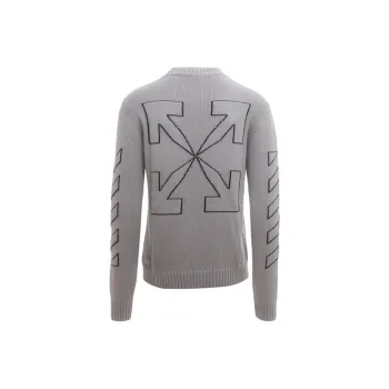 OFF WHITE Diag Outline Arrow Knit Crewneck
