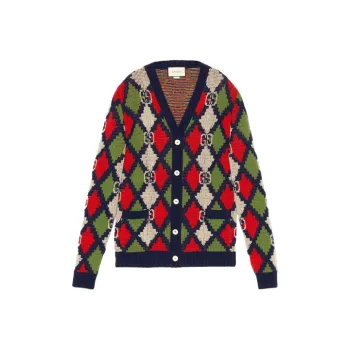 GUCCI Gg Rhombus Knitted Cardigan