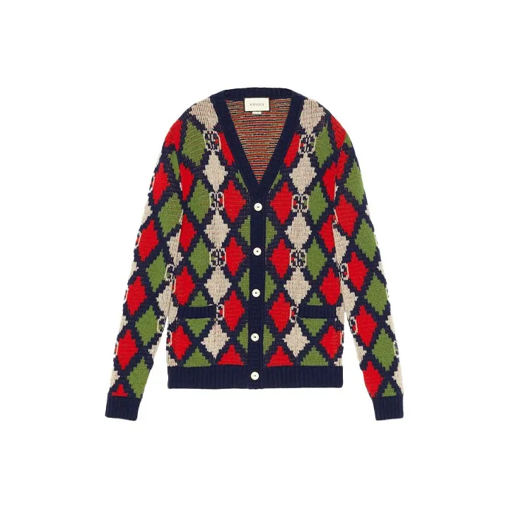 GUCCI Gg Rhombus Knitted Cardigan-0
