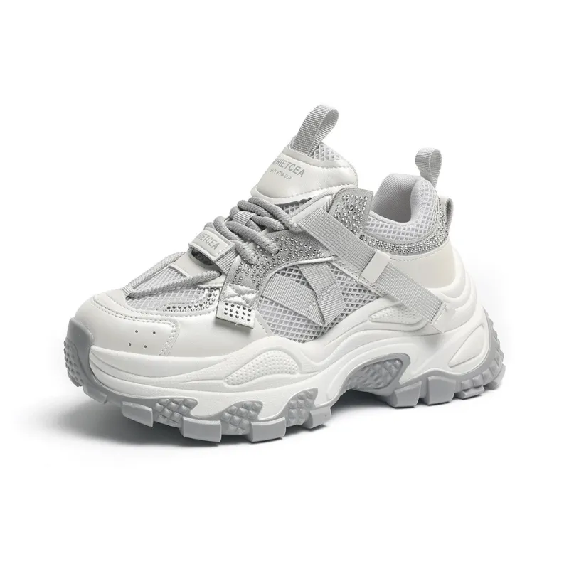 O.L Slip Resistant, Abrasion Resistant, Breathable Low Top Chunky Sneakers Women's-4