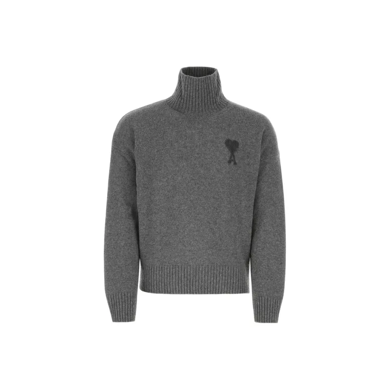 AMIPARIS Tonal Small A Heart Cotton Knit Crewneck-0