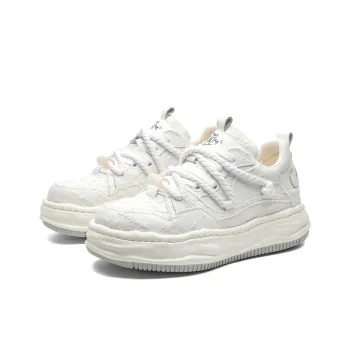 KUNGFUDEER Distressed Aesthetics Canvas Shoes Unisex White