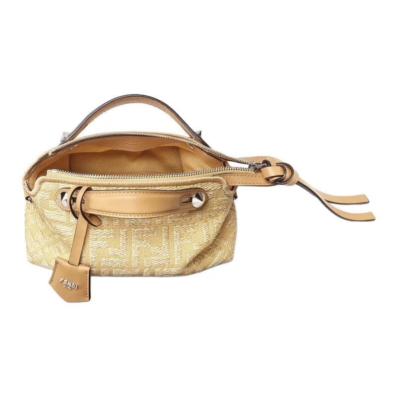 FENDI By The Way Series Cotton One Shoulder Handbag Mini Women's Beige-4