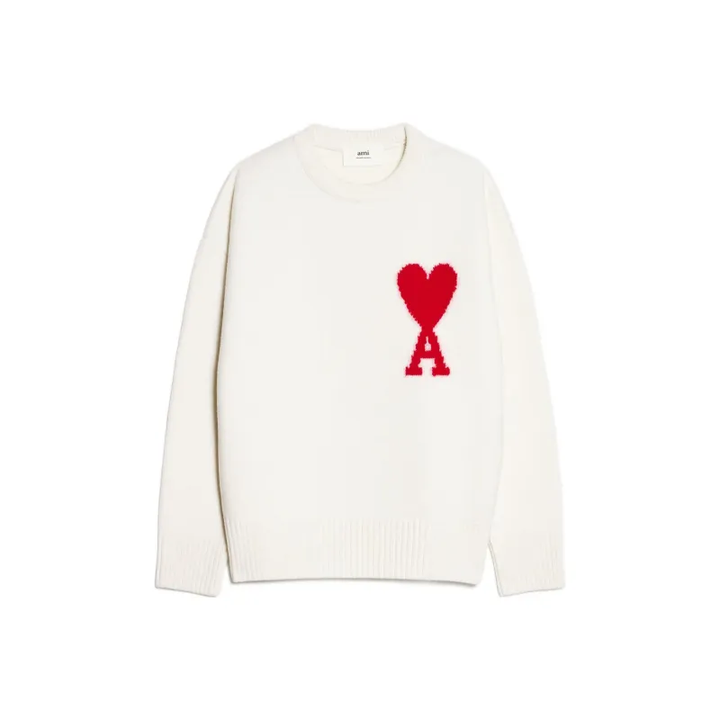 Ami Paris Ami De Coeur Felted Merino Wool Sweater-0