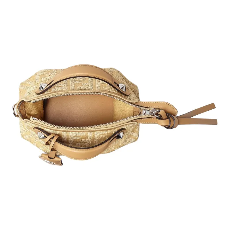FENDI By The Way Series Cotton One Shoulder Handbag Mini Women's Beige-5
