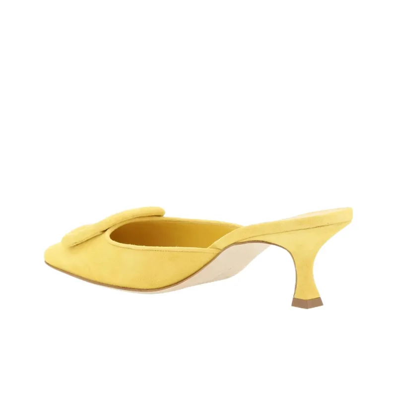 MANOLO BLAHNIK Slip Resistant Closed Toe Slippers 5cm Women's Yellow-4