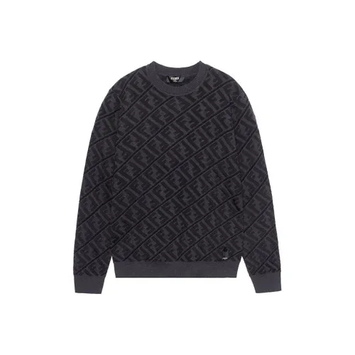 FENDI Monogram Jacquard Crewneck Knitted Jumper