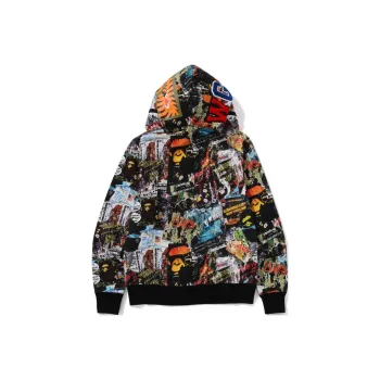 A BATHING APE Flyer Pattern Shark Full Zip Hoodie
