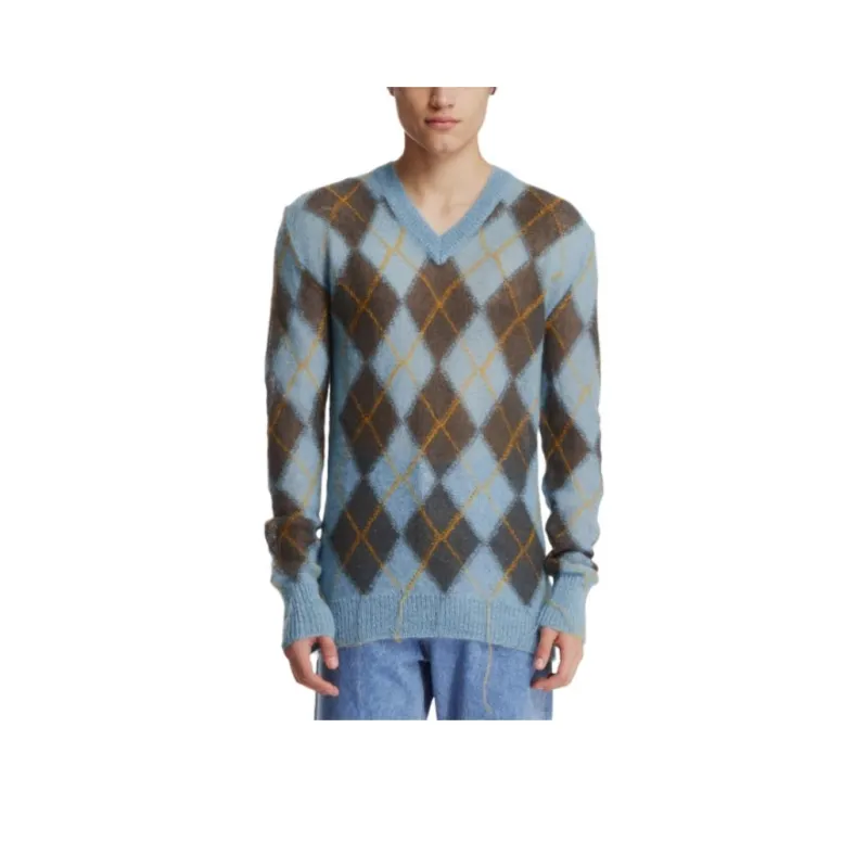 MARNI Geometric Patterned V Neck Knitted Jumper-0