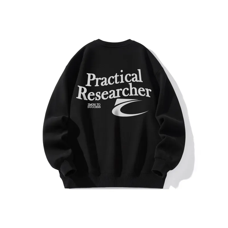 ZMOH Fleece Lined Crew Neck Sweatshirt Unisex Couple's-5