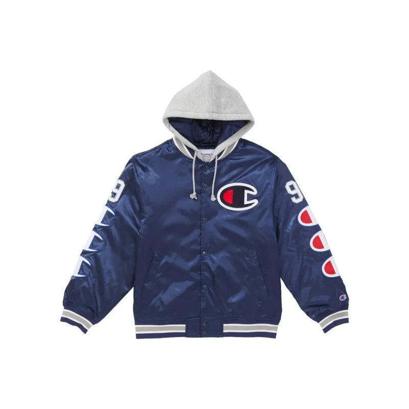 Supreme Champion Hooded Satin Varsity Jacket-0
