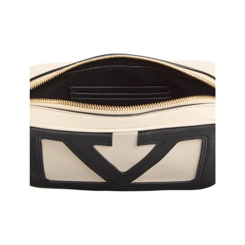 Valentino Sheepskin Shoulder Bag, Crossbody Bag Trumpets Women's Butter White & Black-4