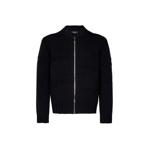 DSQUARED 2 Logo Embroidered Zip Up Sweater