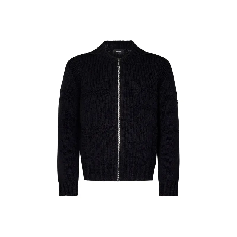 DSQUARED 2 Logo Embroidered Zip Up Sweater-0