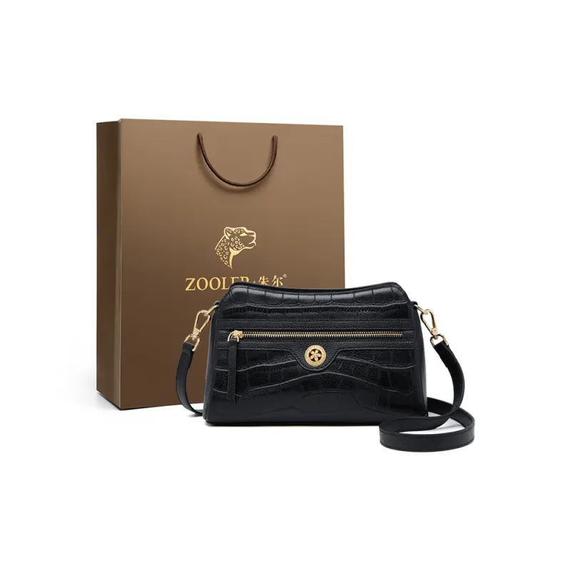 ZOOLER Top Grain Cow Leather Crossbody Bag Women's Pearl White/Black-1