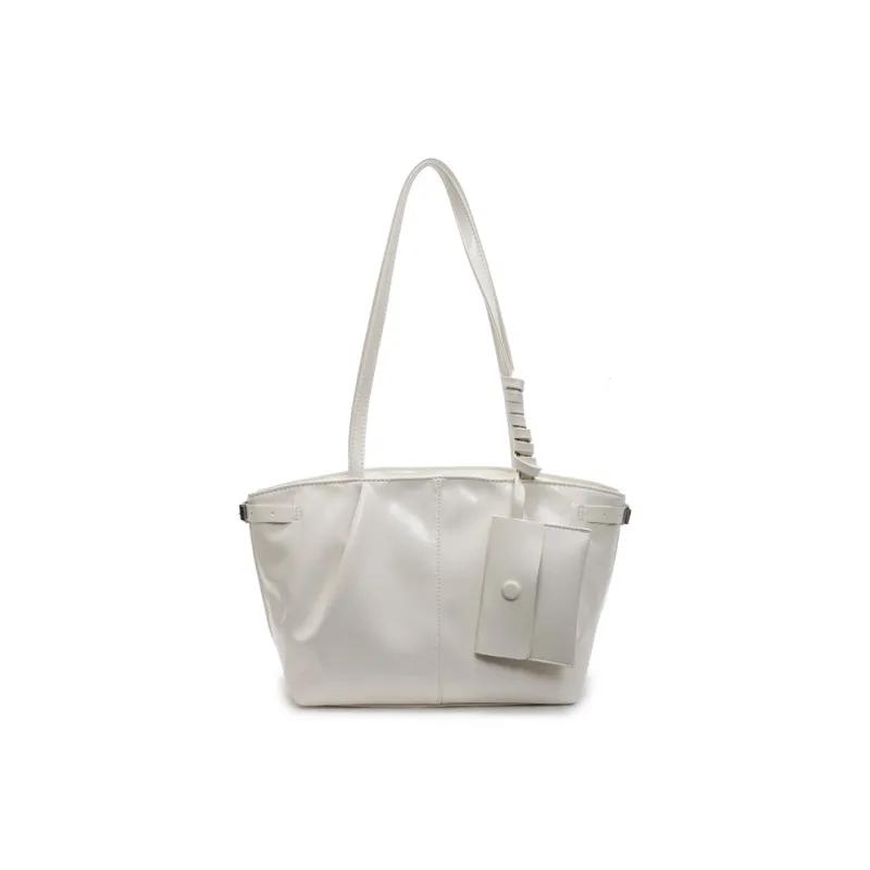 RIVMIND PU Tote Bag, Shoulder Bag Regular Women's White/Silver/Black/Pink/Blue-0