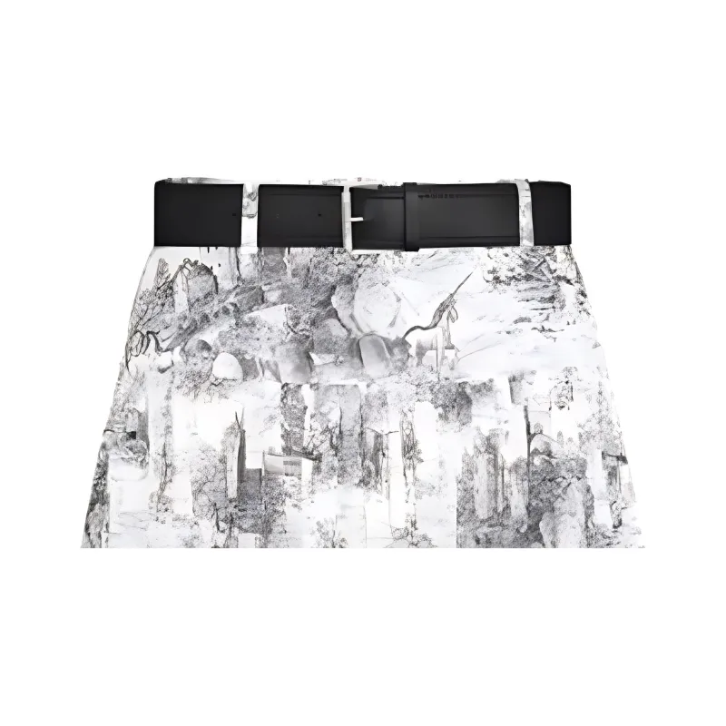 DIOR FW24 Casual Long Skirt Women's White Black-4