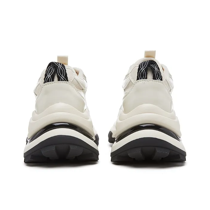 BENZI Chunky Sneakers Women's Low Top Ecru/Beige Yellow/Silver Gray-4