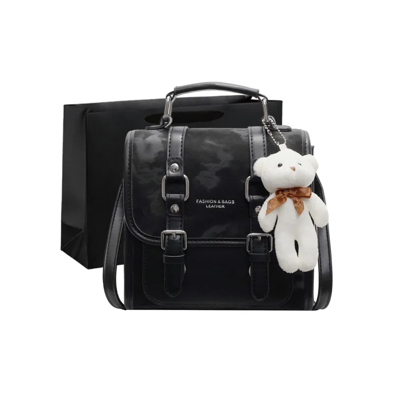 PINK·LAND PU Backpack Women's Pink/Brown/Silver/Blue/Black-28