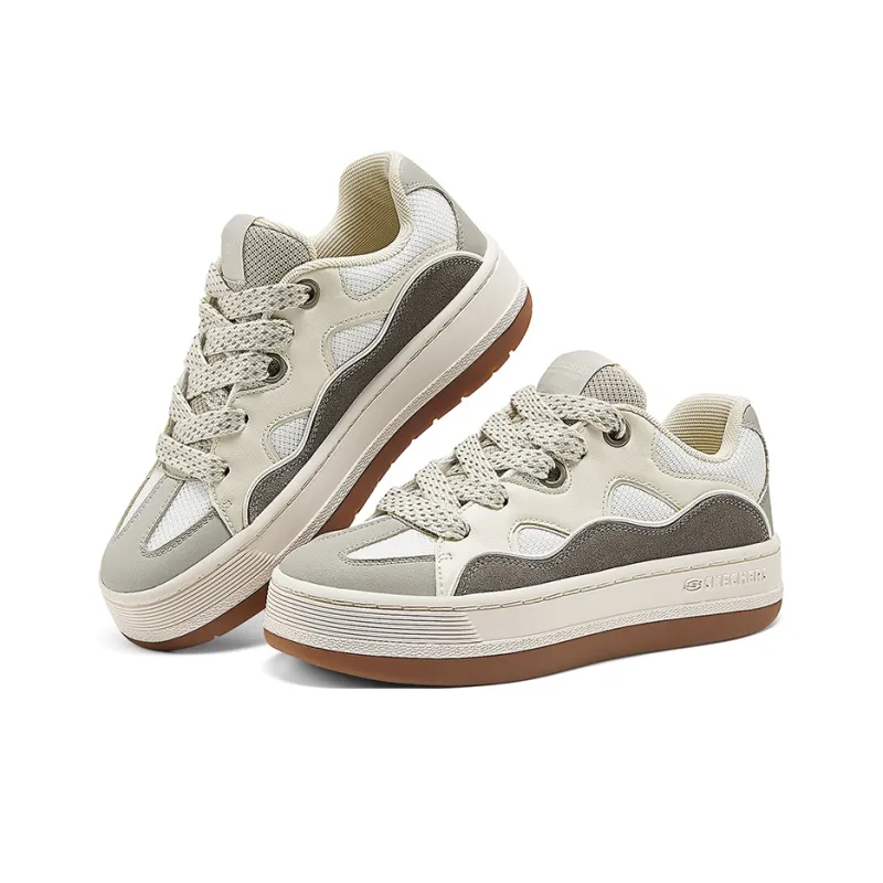Skechers Slip Resistant Height Increasing Low Top Skateboard Shoes Women's Greige-2