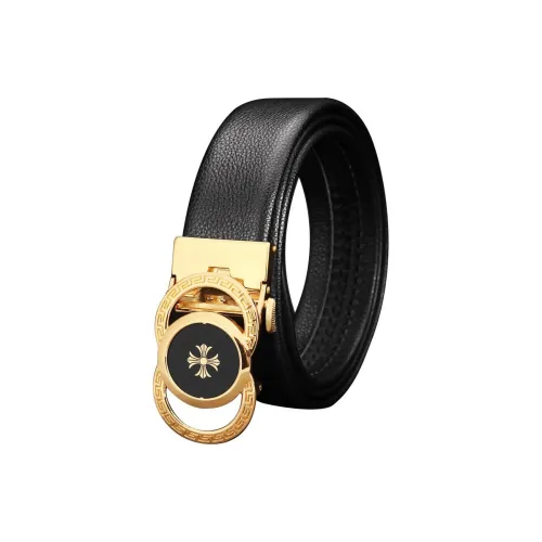 ROSEROOEN Top Grain Cow Leather Belts Men's Gold 3.5cm
