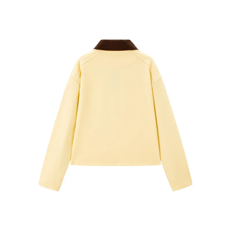 PEACEBIRD Polo Shirt Women's Thick Cream Yellow-1