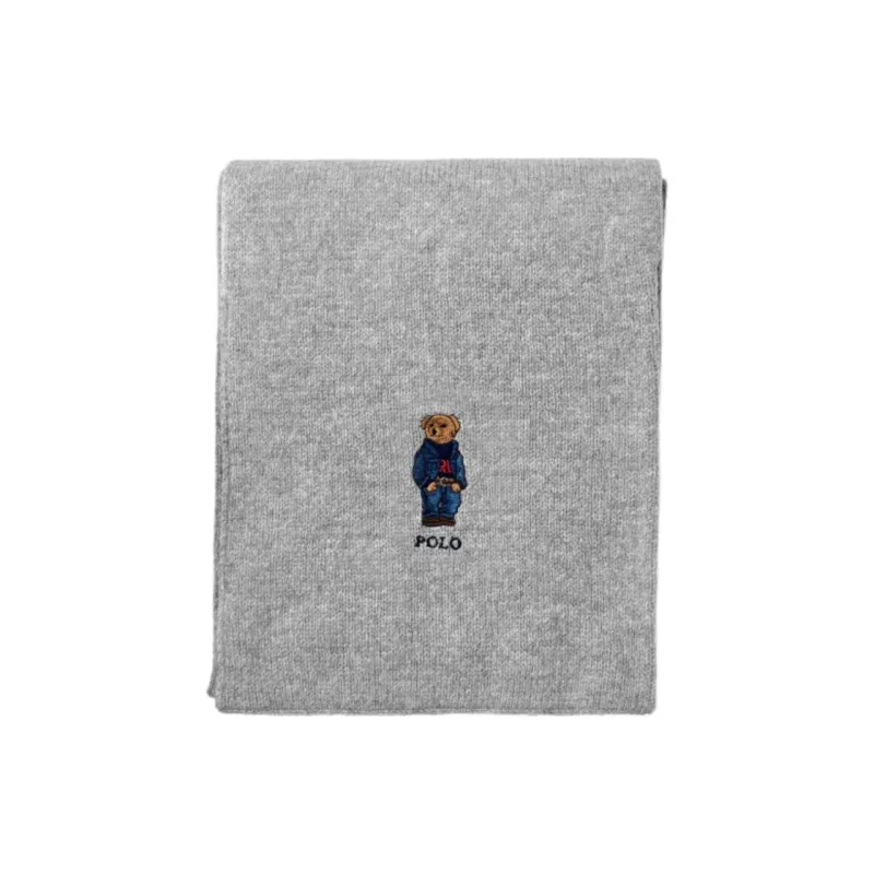Polo Ralph Lauren Wool Nylon Knit Scarves Unisex Gray-2