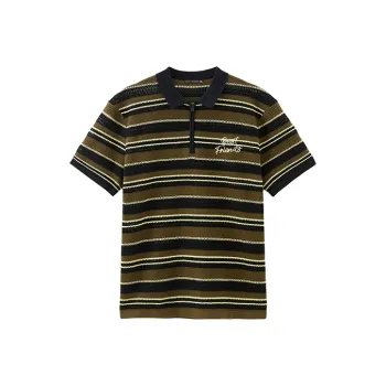 PEACEBIRD MEN Polo Shirts Men Green Stripe 1 Combined