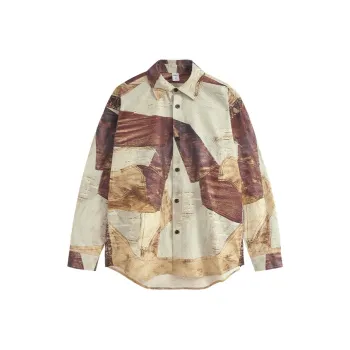 M MAICCO Shirt Men's Distressed Leather